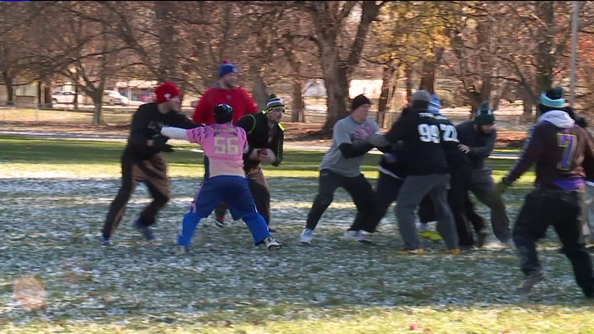 Group Braves the Cold for Thanksgiving Football Game