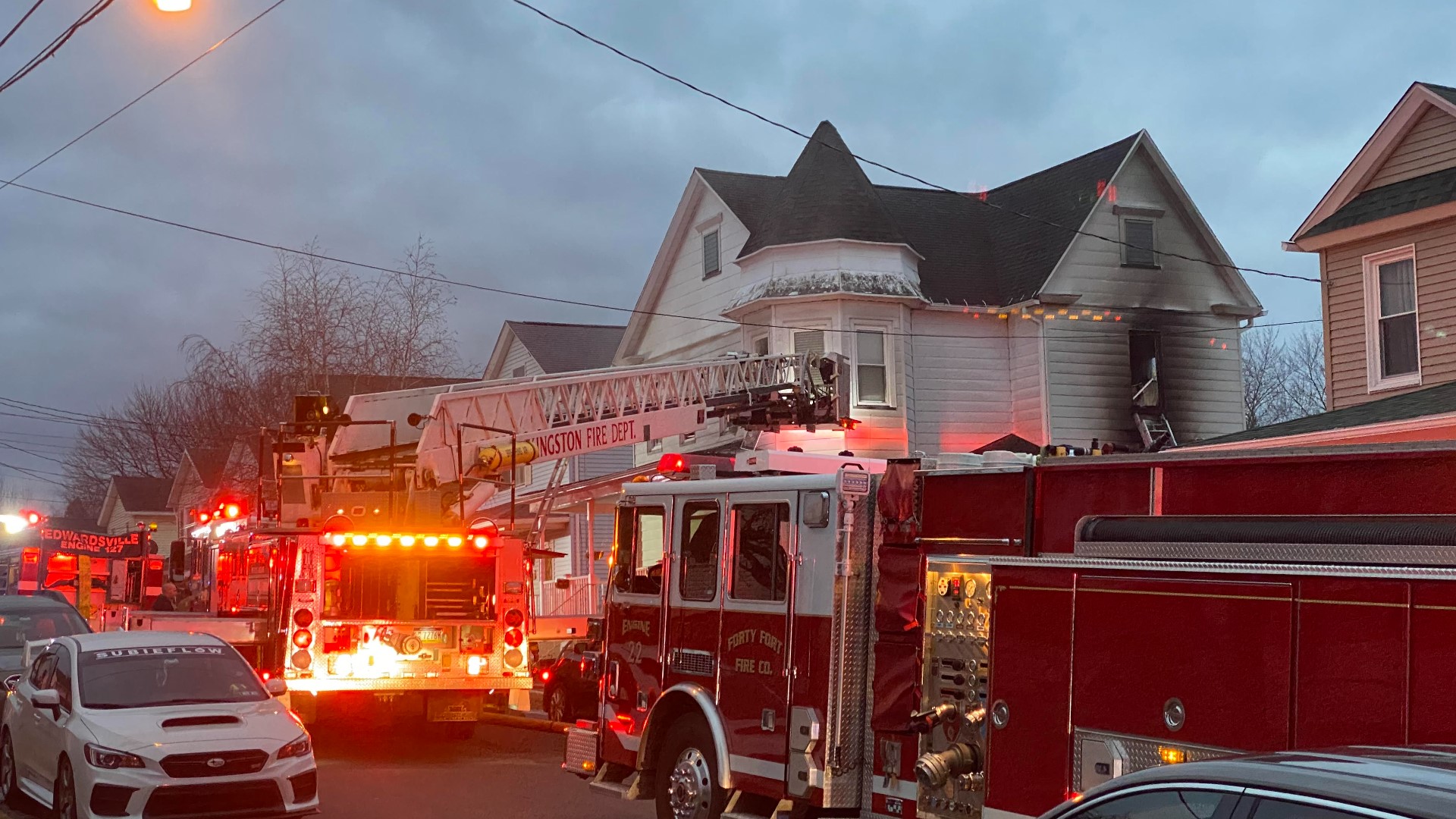 Flames broke out at the home on Green Street just before 6 a.m. Tuesday.