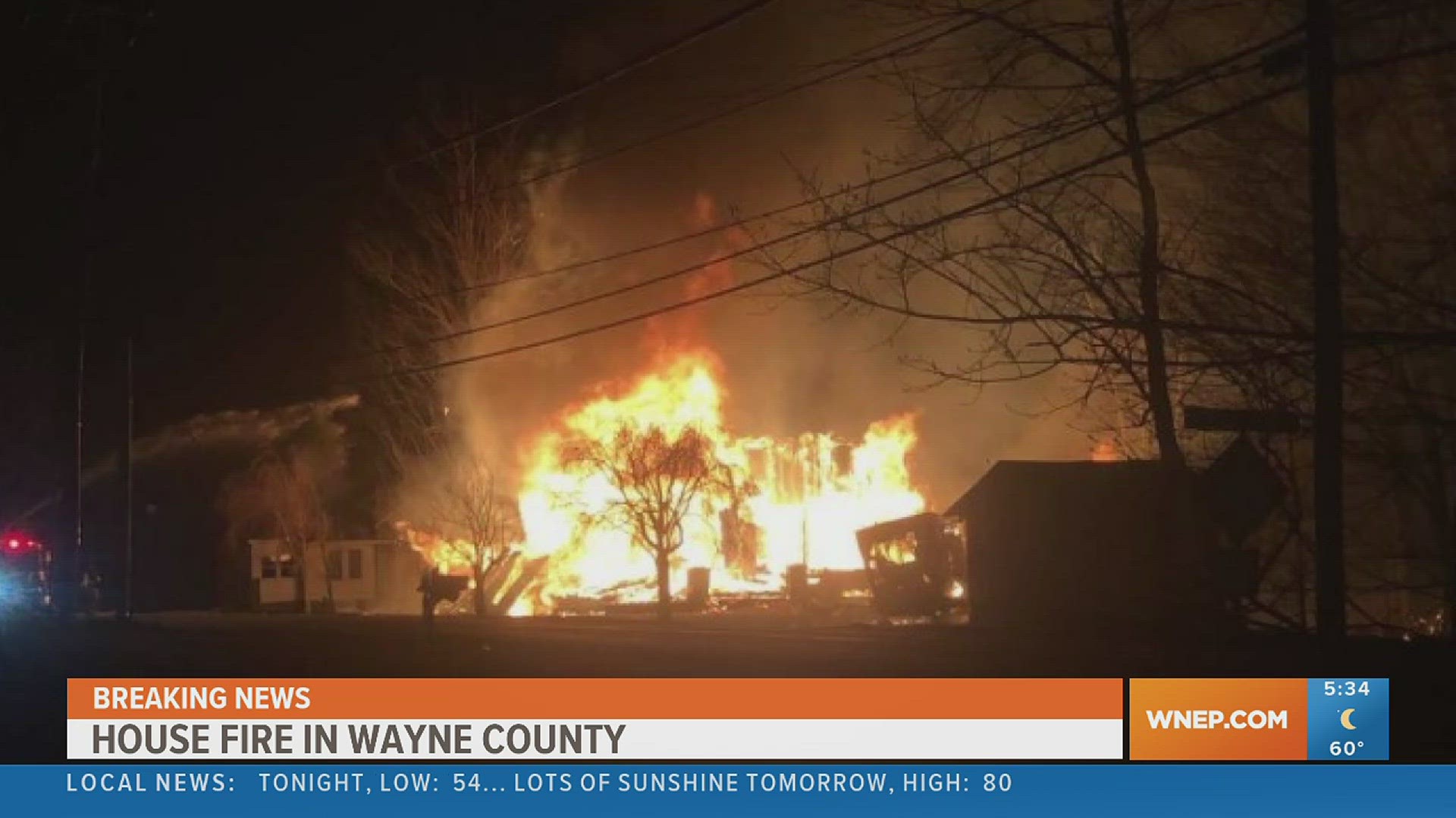 Crews battled a massive house fire in Wayne County Wednesday morning.
