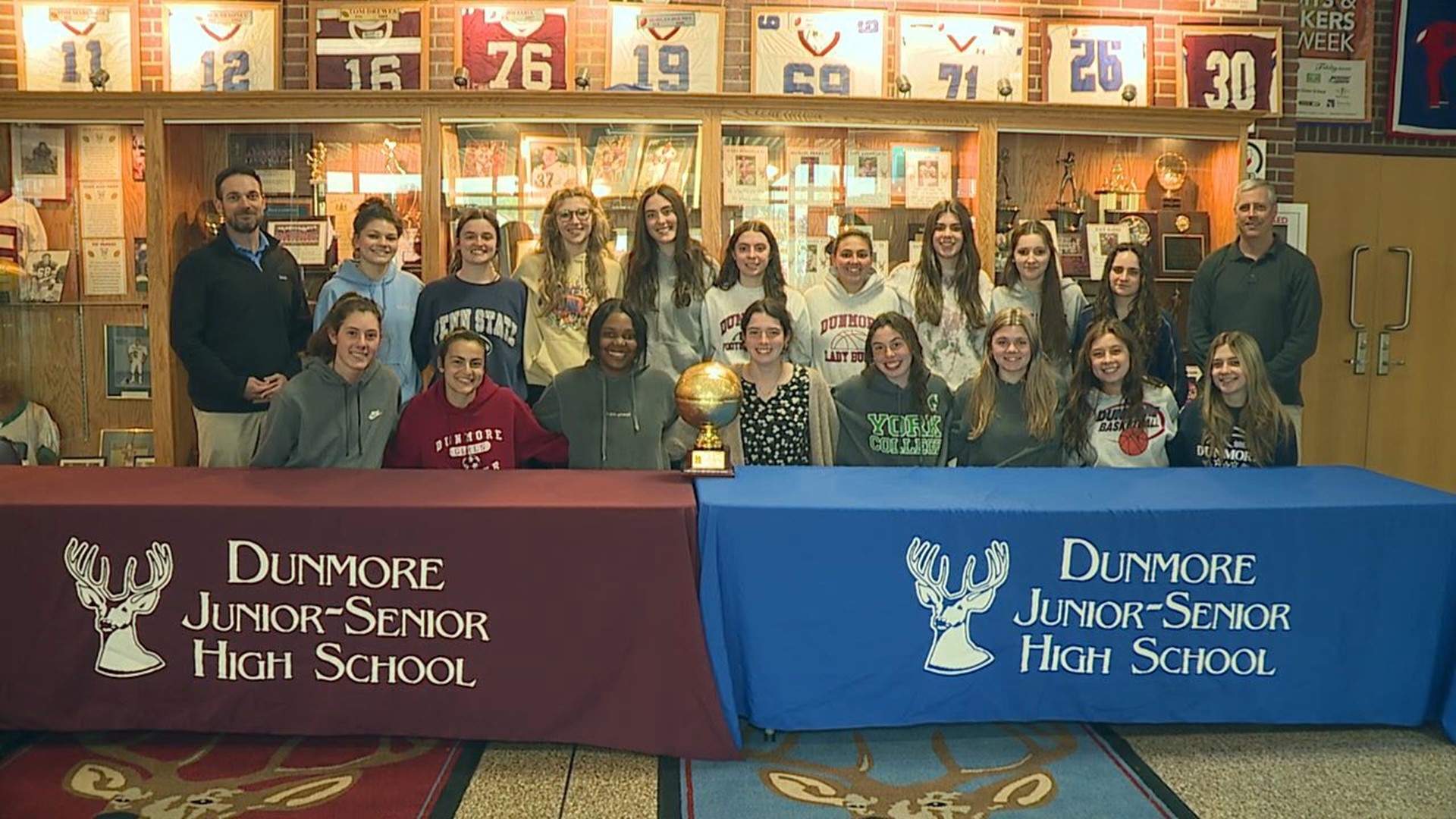 The Dunmore Lady Bucks were presented with the Super 16 Trophy Thursday as the top team in our area.