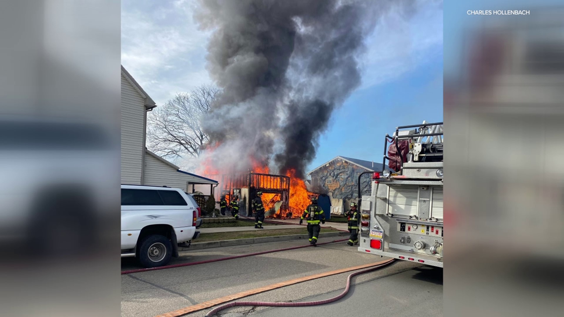 Flames broke out around 1 p.m. Sunday along East 8th Street in the borough.