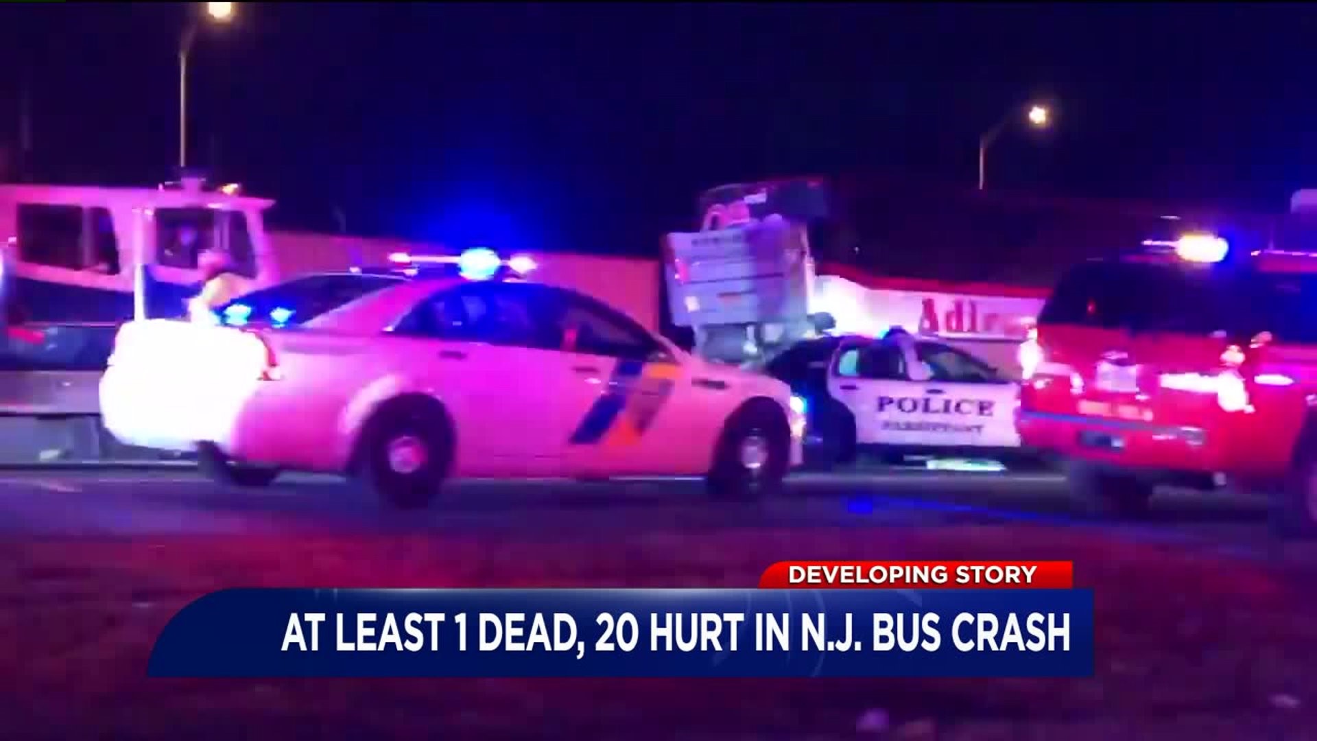 At Least One Dead, 20 Hurt in New Jersey Bus Crash