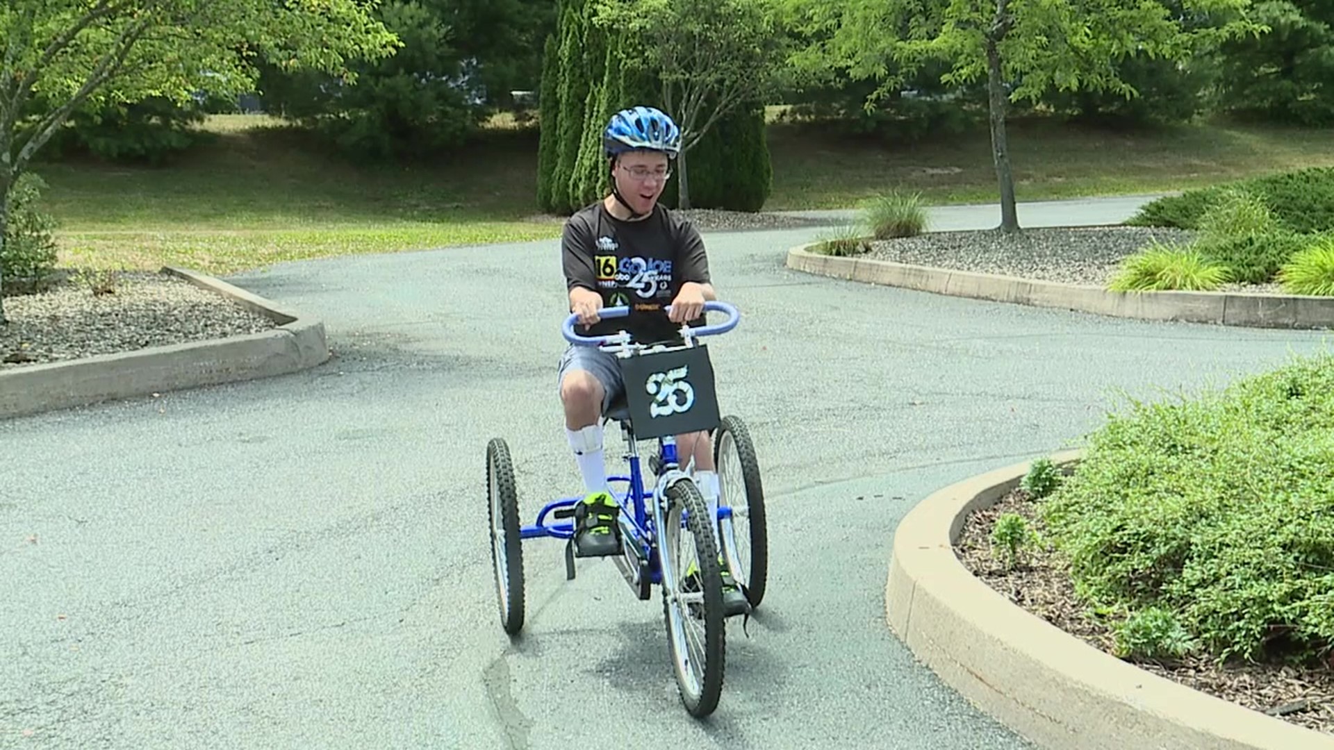 Newswatch 16s Chris Keating shows us how the young man is doing so with the help of his tricycle.