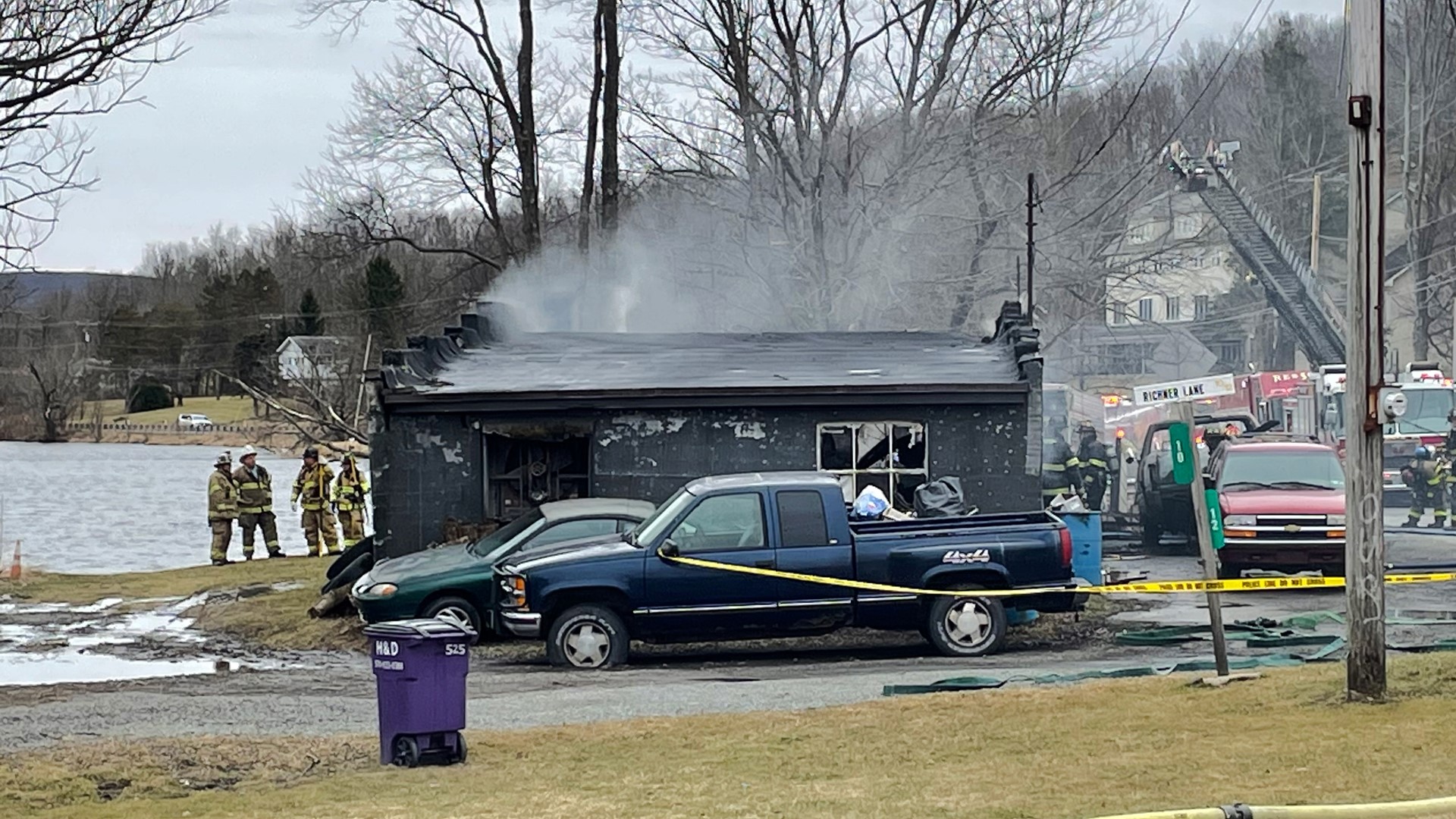 Flames started Wednesday afternoon the Heart Lake Auto and Collision Repair in Scott Township.