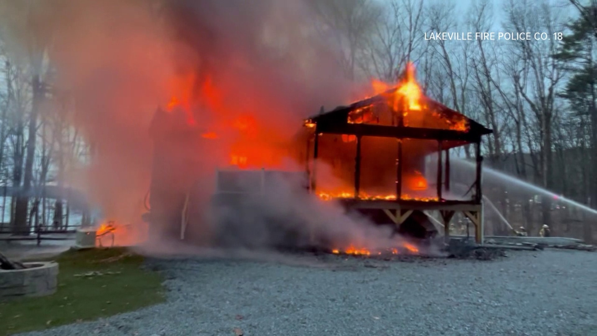 Flames broke out around 6:30 a.m. Sunday morning along Maple Street in Lakeville.