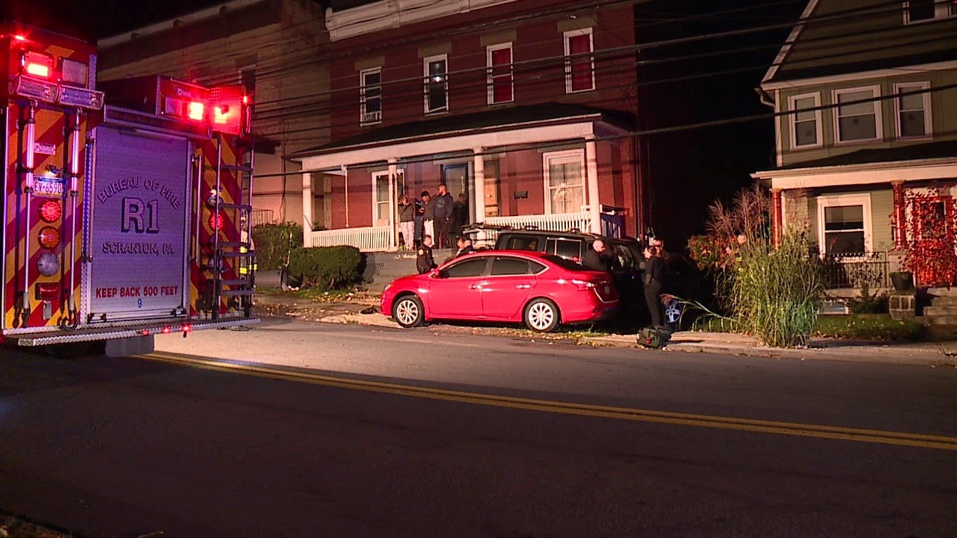 The crash happened around 5 a.m. along Moosic Street in the city.
