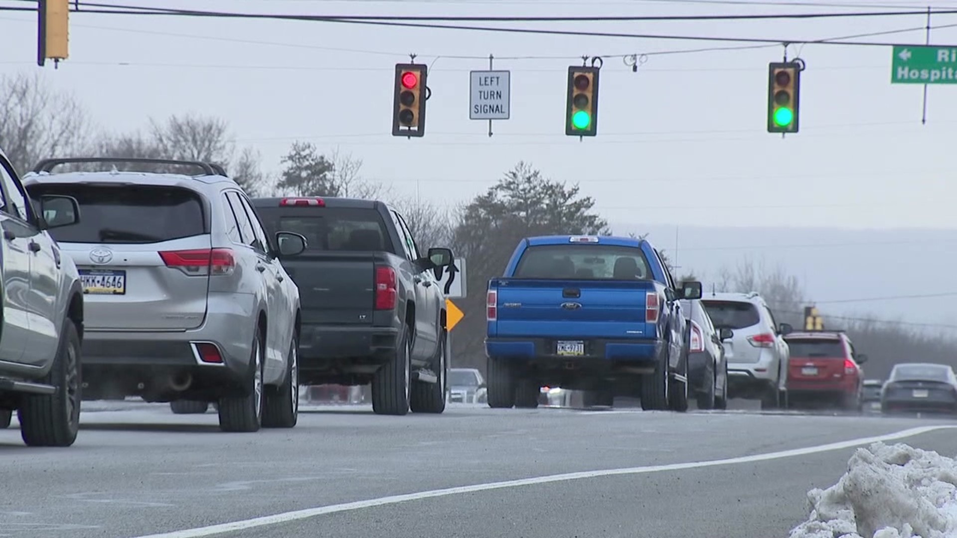 Despite the snow, ice, and cold weather, people are still driving places for Christmas.