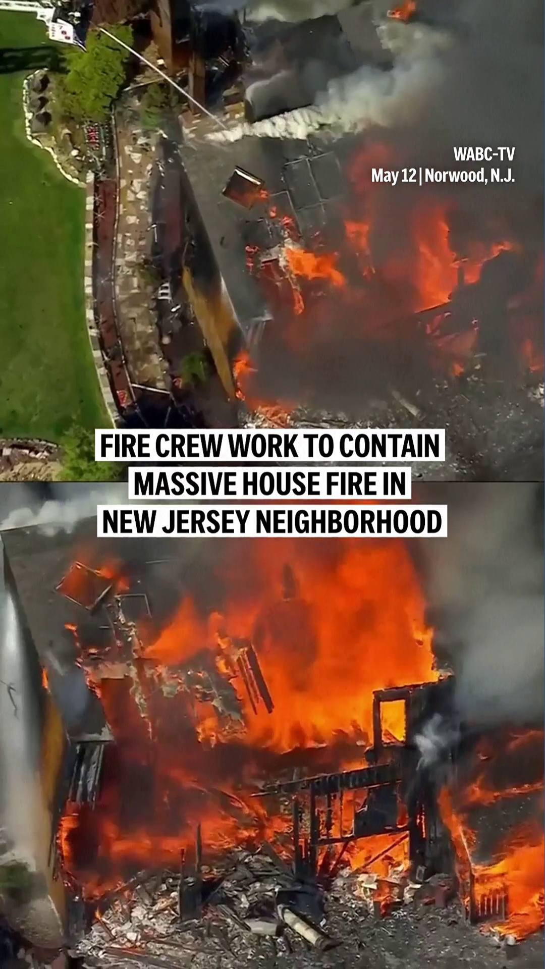Fire crews work to contain massive blaze in New Jersey neighborhood ...