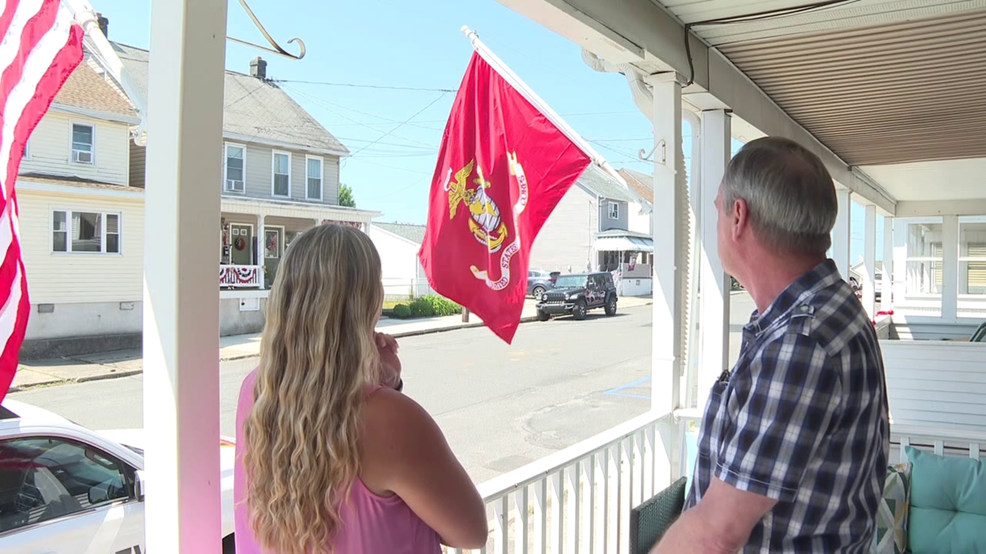 A Marine Corps veteran found a surprise on his porch when he returned from his daily walk.