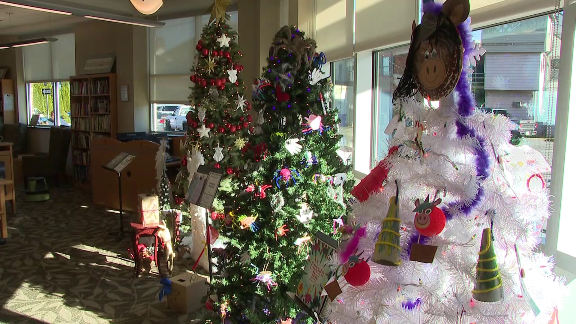 Walk into any library, and you'll find rows and rows of books. But at one library in Snyder County, you can find Christmas trees and wreaths too.