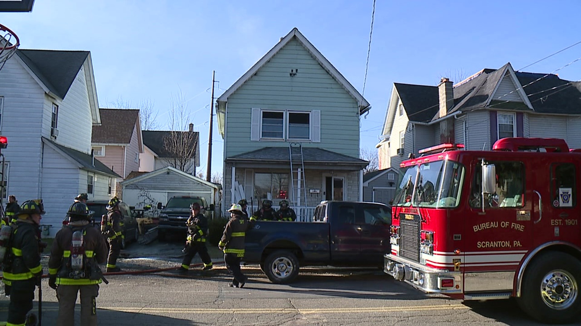 Flames broke out in the attic of a home on Marion Street Tuesday morning, according to firefighters.