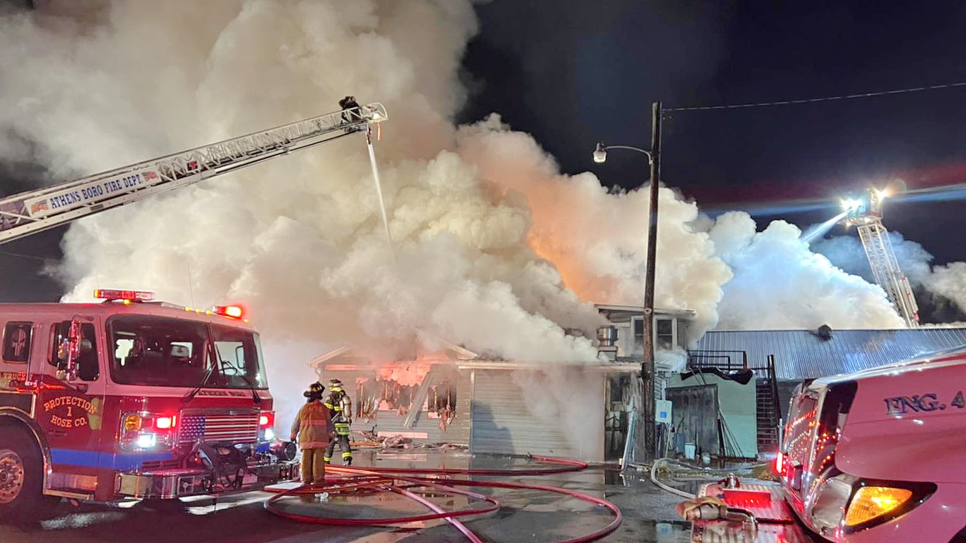 A family restaurant near Sayre was destroyed by fire Tuesday night.