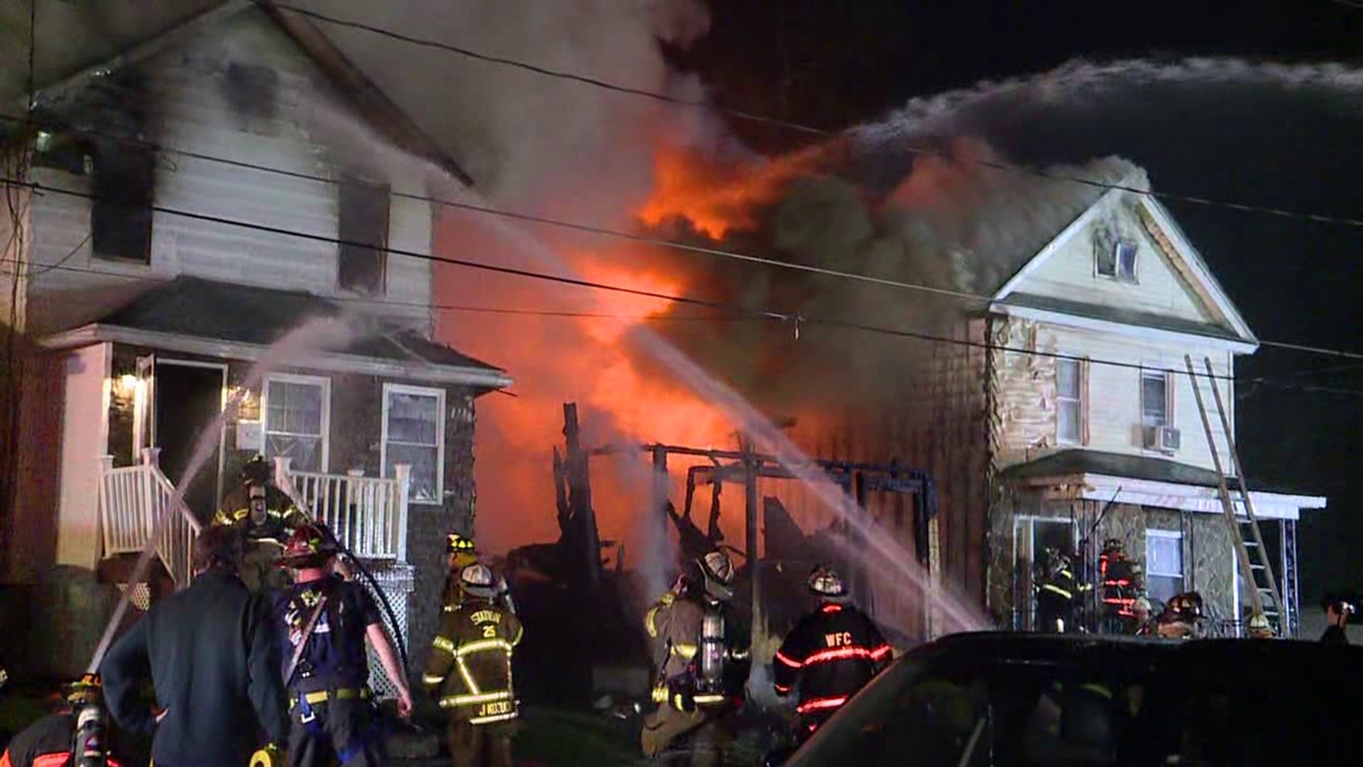Flames broke out around 10 p.m. along the 600 block of 4th Avenue in Jessup Saturday night.