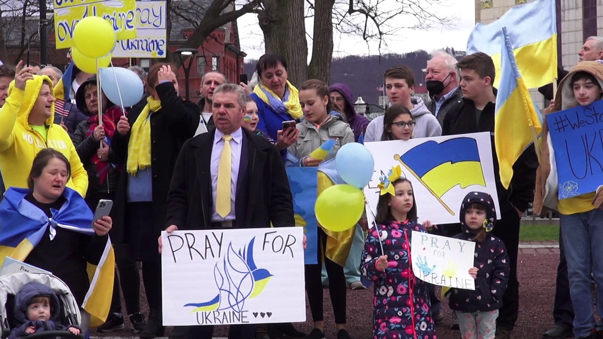 Nearly one hundred people came out to show support for Ukraine Sunday afternoon in Wilkes-Barre. The gesture of solidarity meant a lot to Ukrainians in the area.