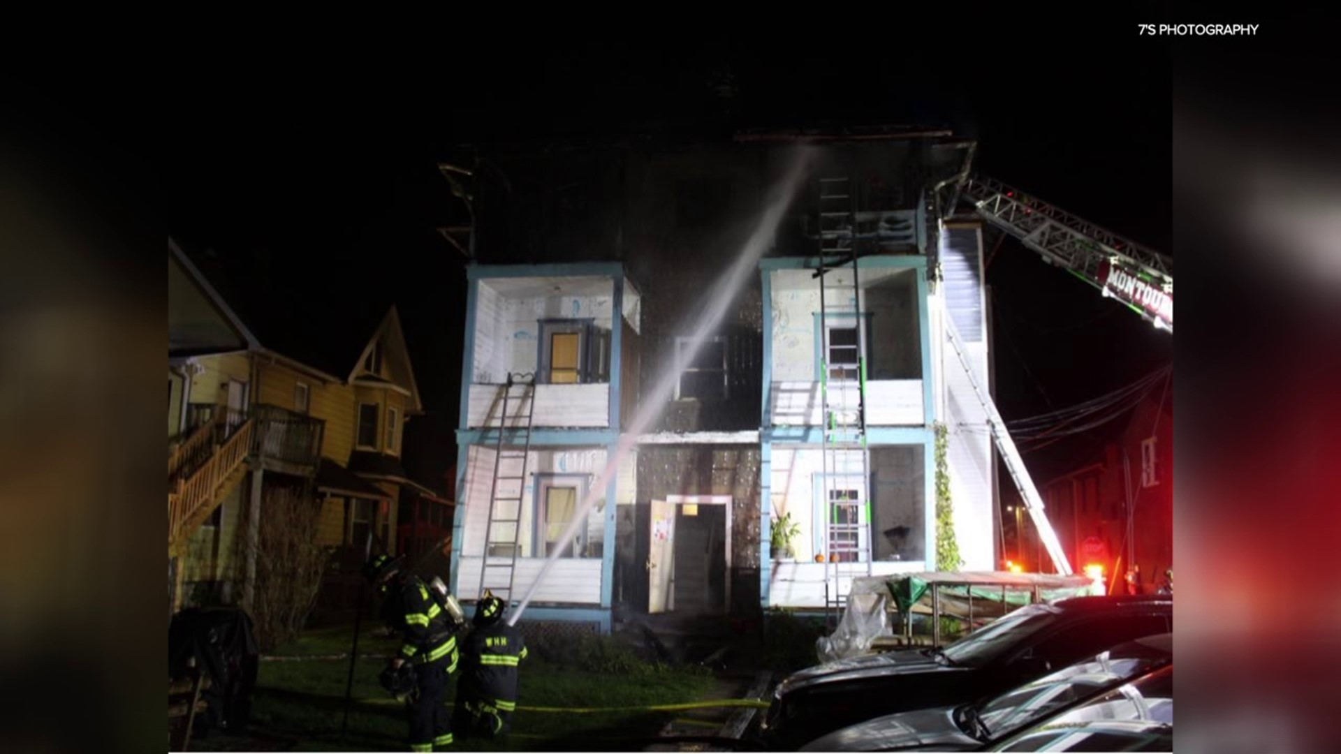 Flames broke out around 1:30 a.m. Sunday along West 4th Street in the city.