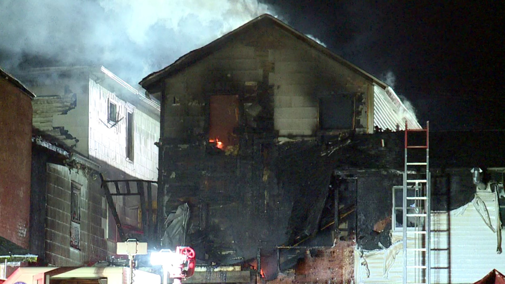 Flames tore through the place on East Union Street in Nanticoke early Wednesday morning.