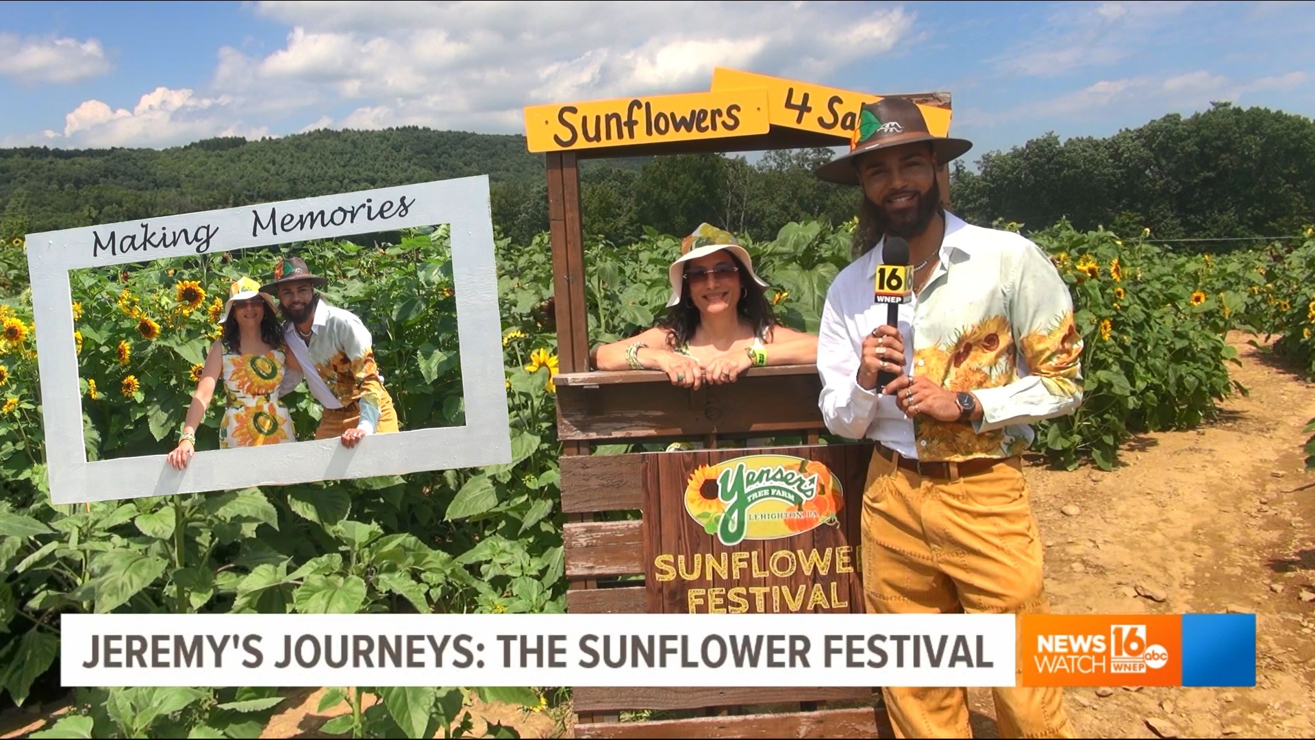 Join Newswatch 16's Jeremy Lewan and his mom as they enjoy the many interesting varieties of sunflowers on display at the Sunflower Festival at Yenser's Tree Farm.