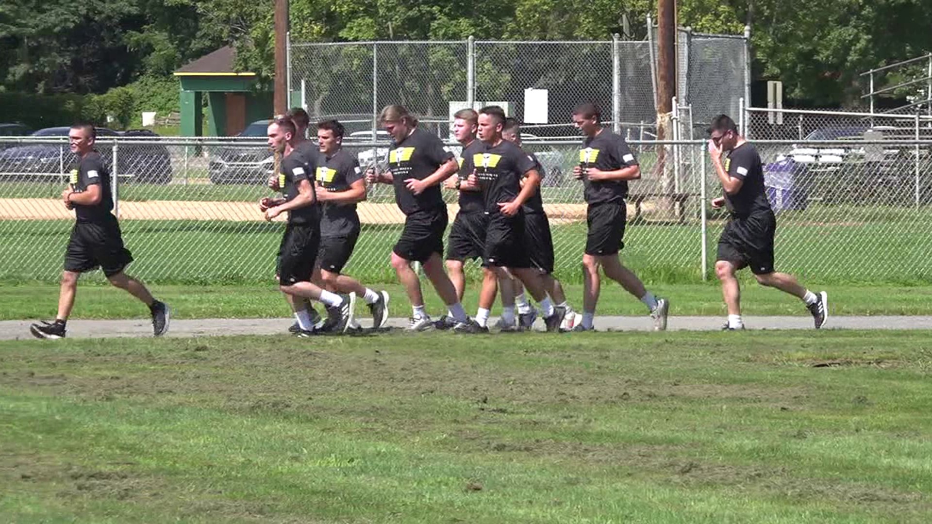 Cadets enrolled in the Pennsylvania State Police Law and Leadership Academy learned an important lesson in character building Tuesday outside the classroom.