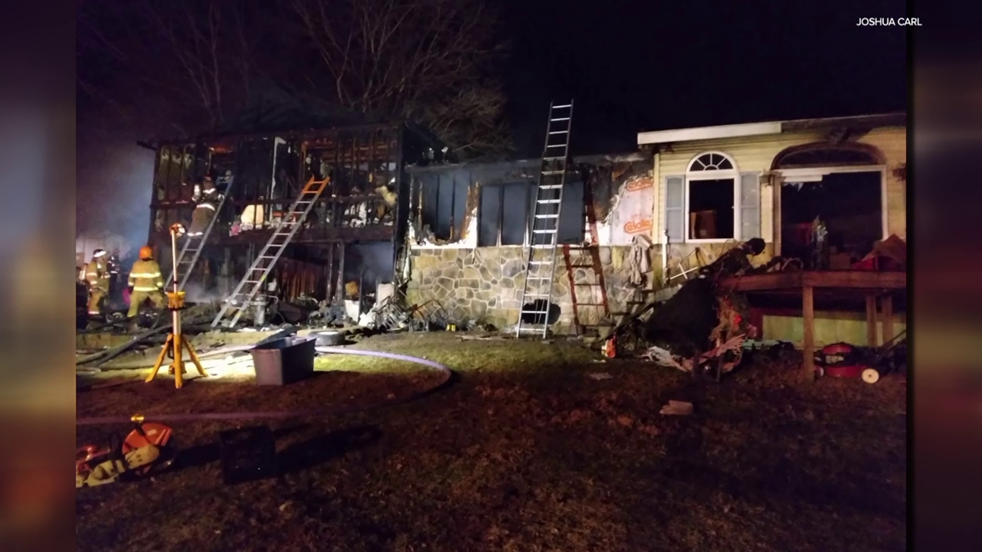 Flames broke out just before midnight in Porter Township near Tremont Saturday night.