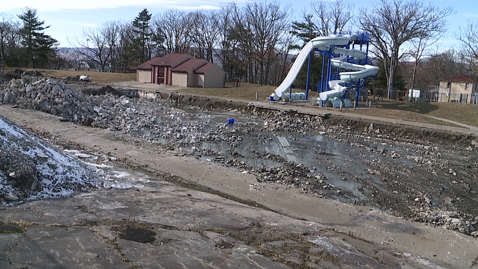 Demolition of the old pool area is almost complete, and city officials are still weighing options for the future of the complex.