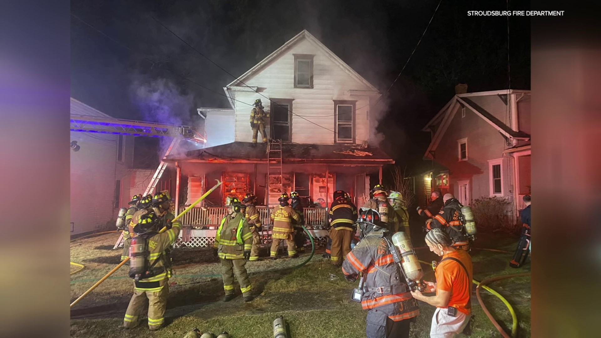 Flames broke out around 8 p.m. Monday night at a home along Lee Avenue in Stroudsburg.
