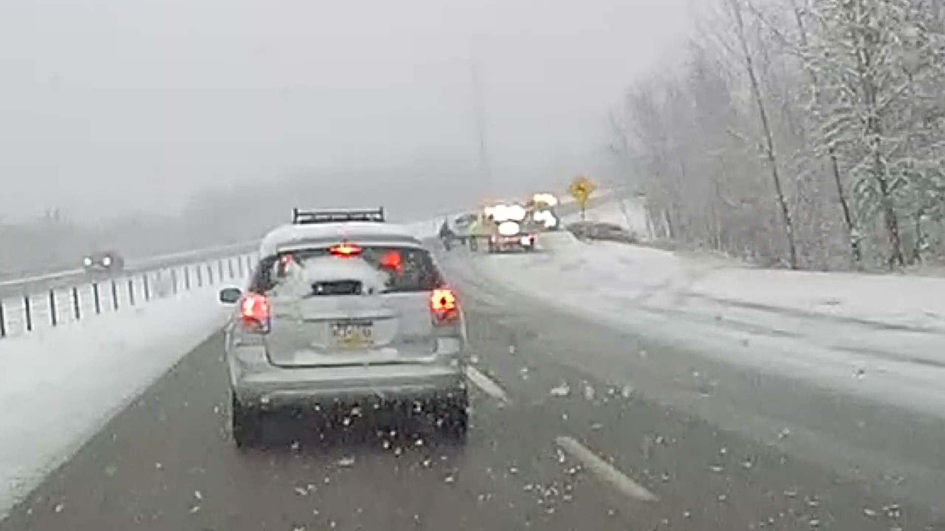 A car was towed out of the snow off Casey Highway.