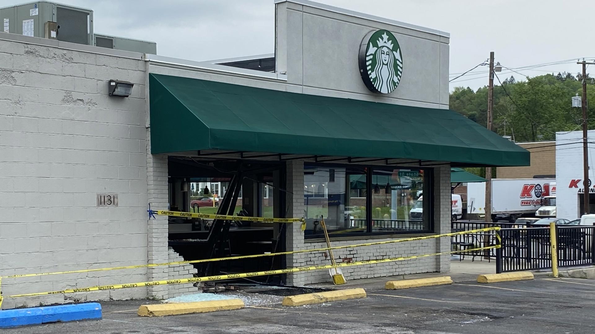 The crash happened around 1:30 p.m. Wednesday at the Starbucks along Northern Boulevard in South Abington Township.
