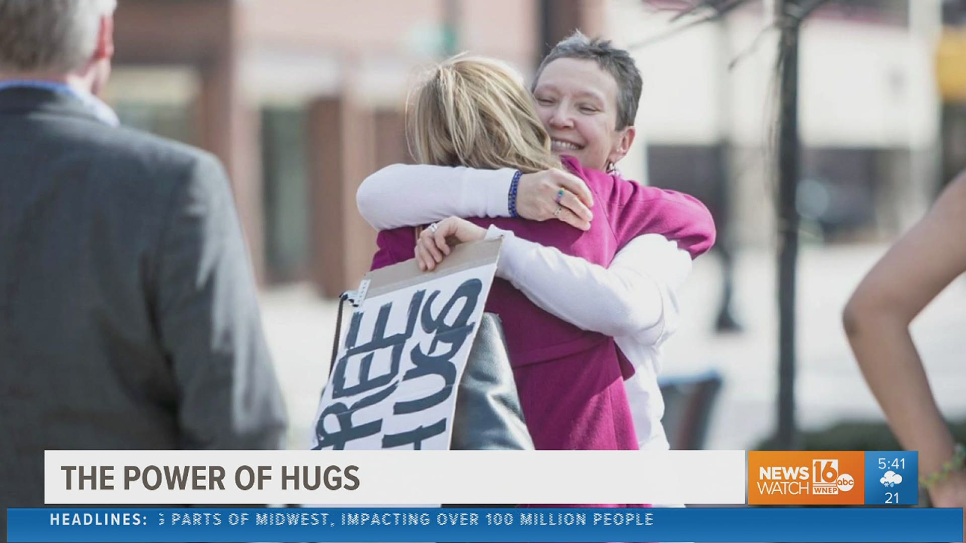 Newswatch 16's Ryan Leckey is introducing us to a woman from our area dubbed “the hug lady” who is sharing some safe and creative ways for us to feel that warmth.