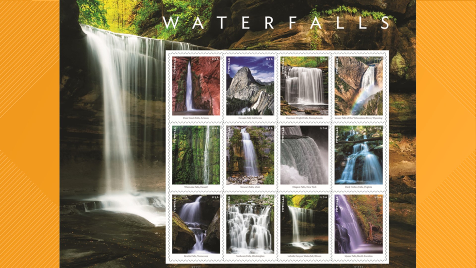 One of the falls in the state park will be featured in a series of stamps from the USPS celebrating the nation's natural beauty.