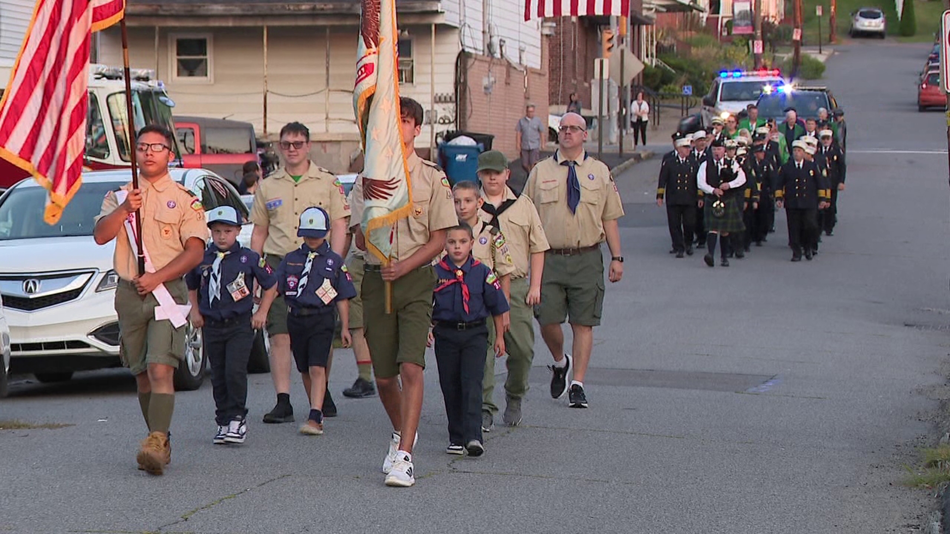 Dozens walked from Main Street to Hawthorne Street in Avoca to remember the victims of 9/11.