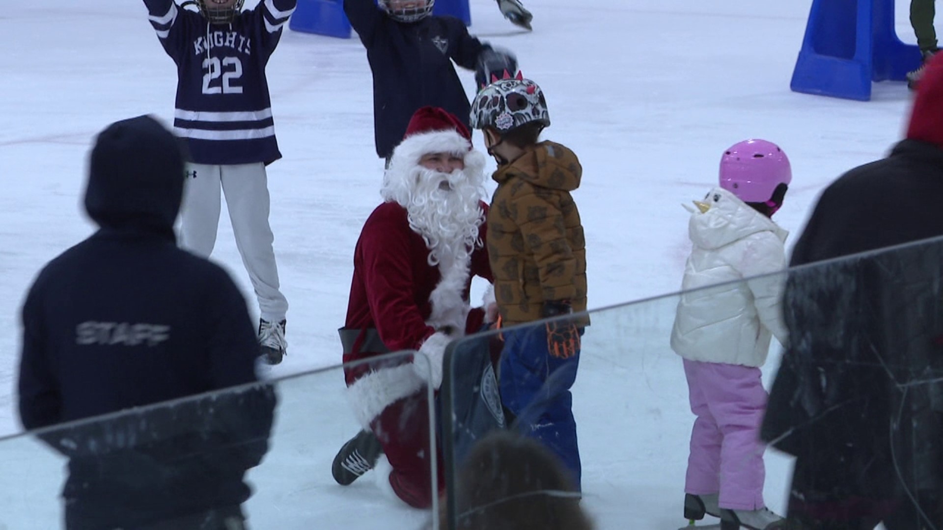 Jolly Old Saint Nicholas took to the ice on Saturday to skate with folks of all ages.