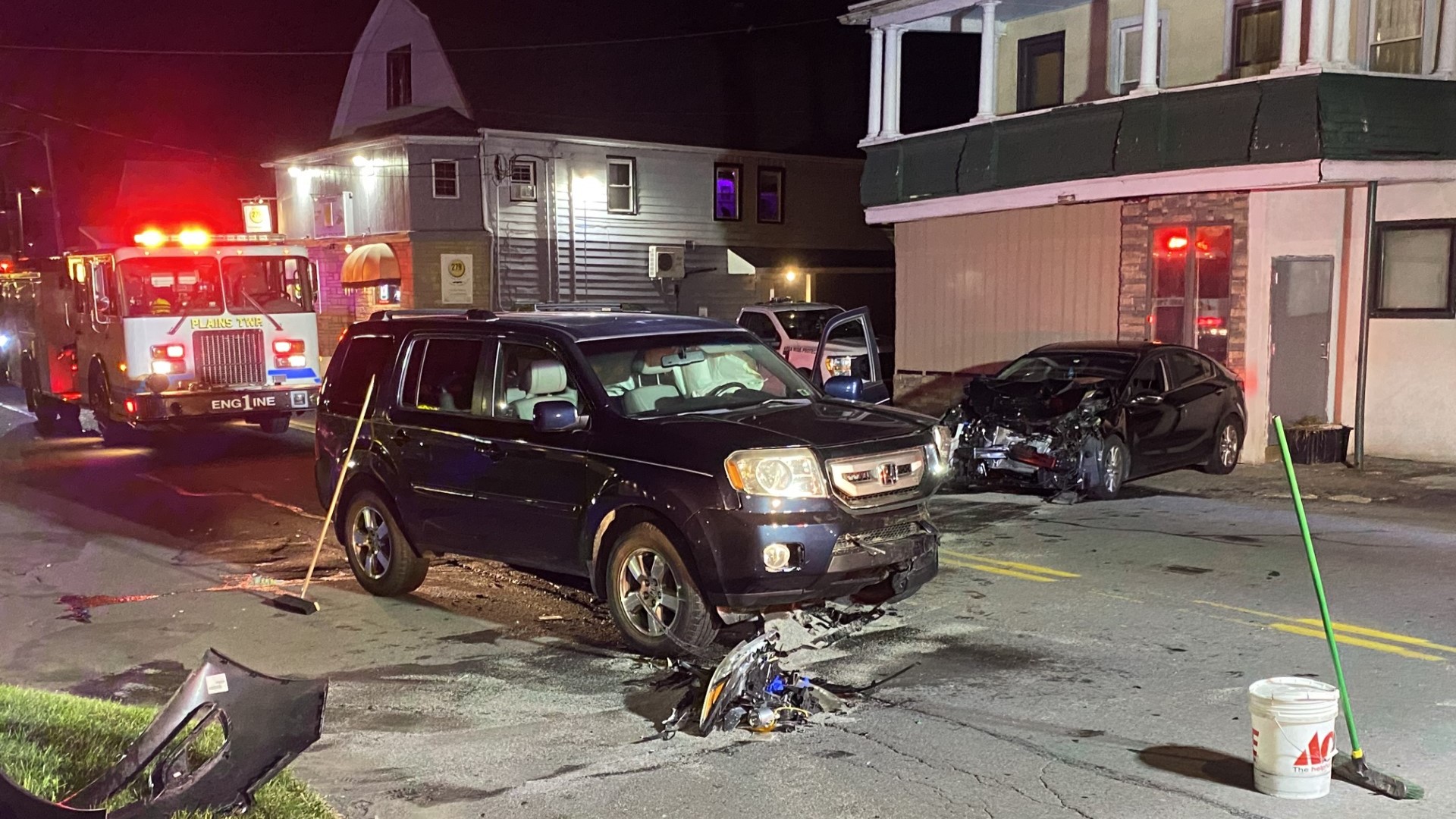 The crash happened just before 9 p.m. Sunday along South River Street in Plains Township.