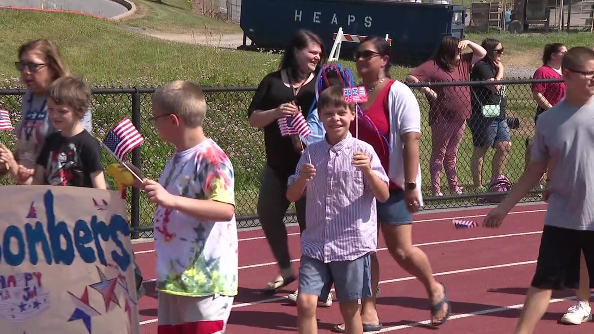 Nearly 200 students from an intermediate unit in central Pennsylvania held a Fourth of July parade near Montoursville.