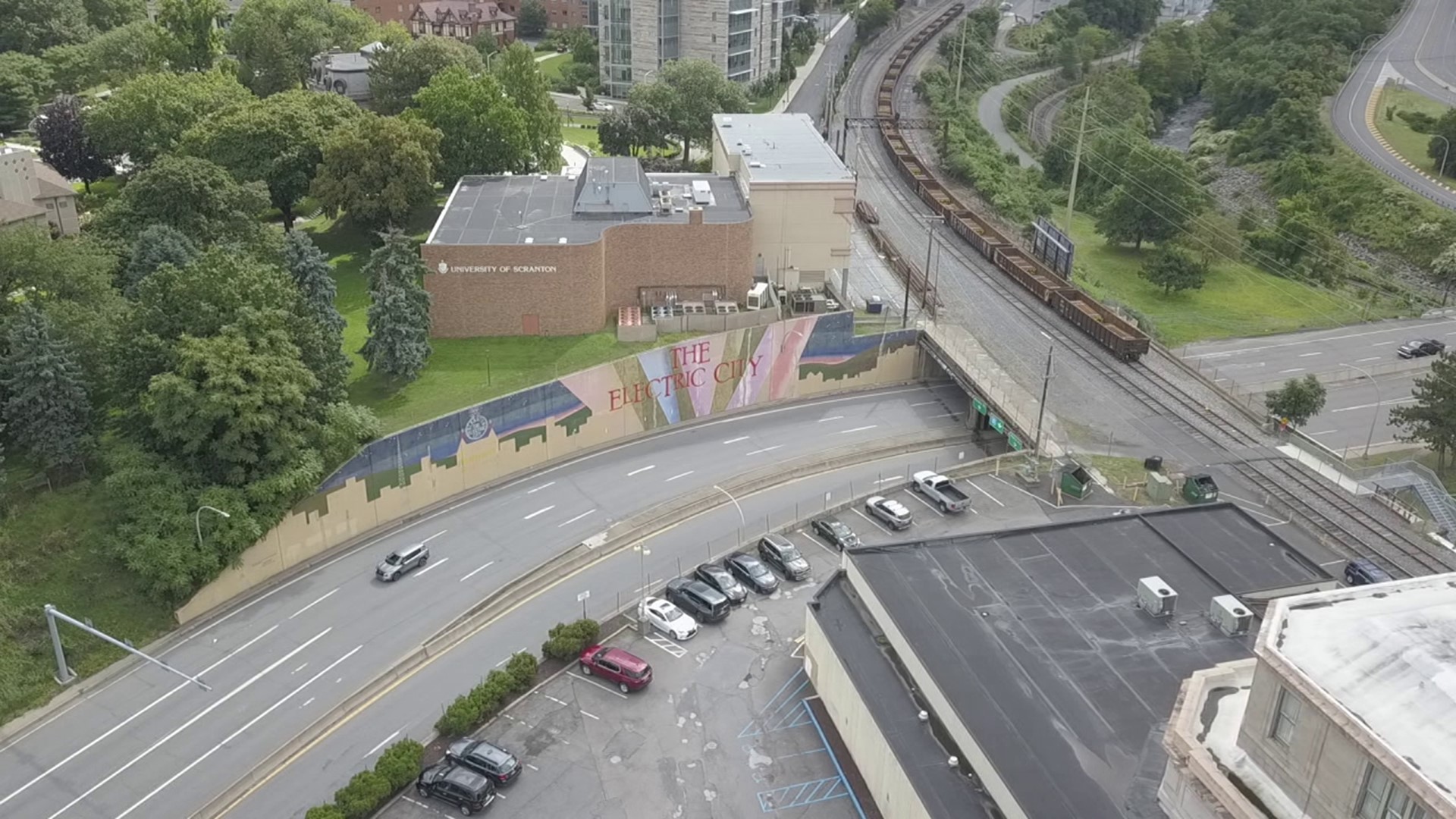 Work on covering up a mural in Scranton will continue this week.