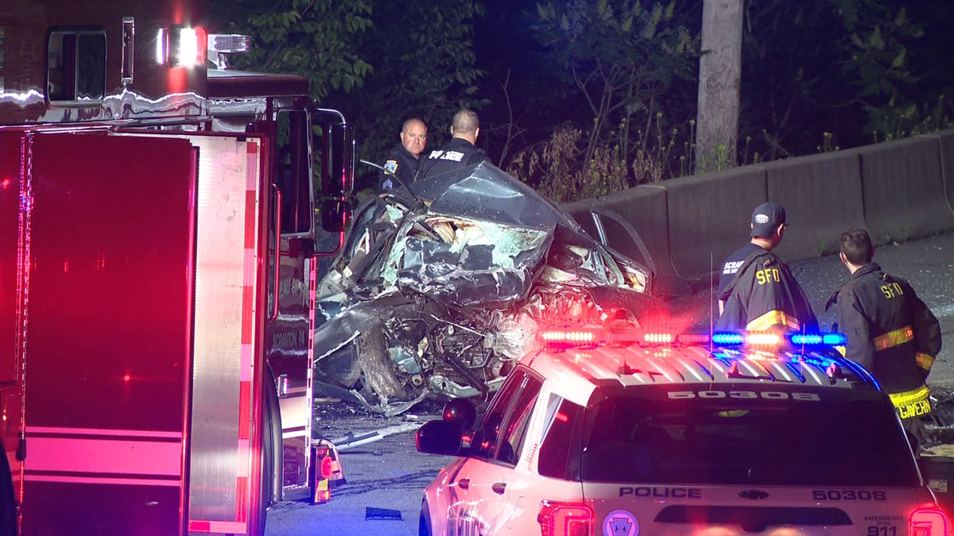 A crash closed part of North Keyser Avenue in Scranton early Friday.