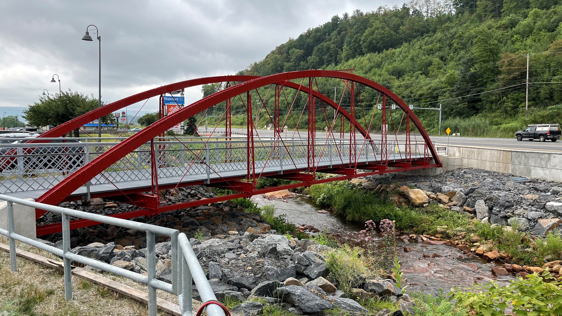 The bridge was built in 1894 and originally crossed over the Schuylkill River.