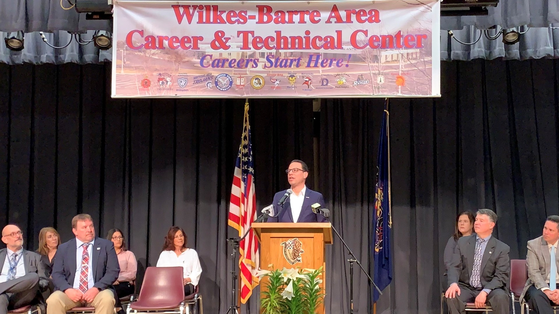 The governor made a visit to the Wilkes-Barre Career and Technology Center in Plains Township to talk about jobs in the building trades.