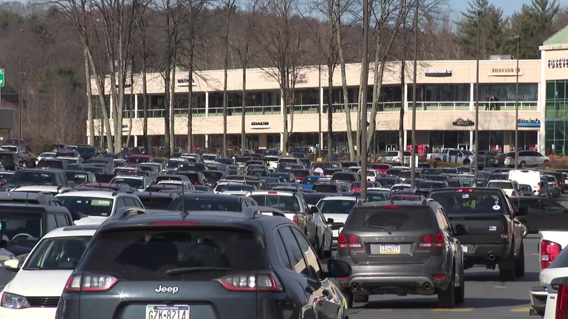 Lots of people spent this Monday before Christmas at the Crossings Premium Outlets near Tannersville.