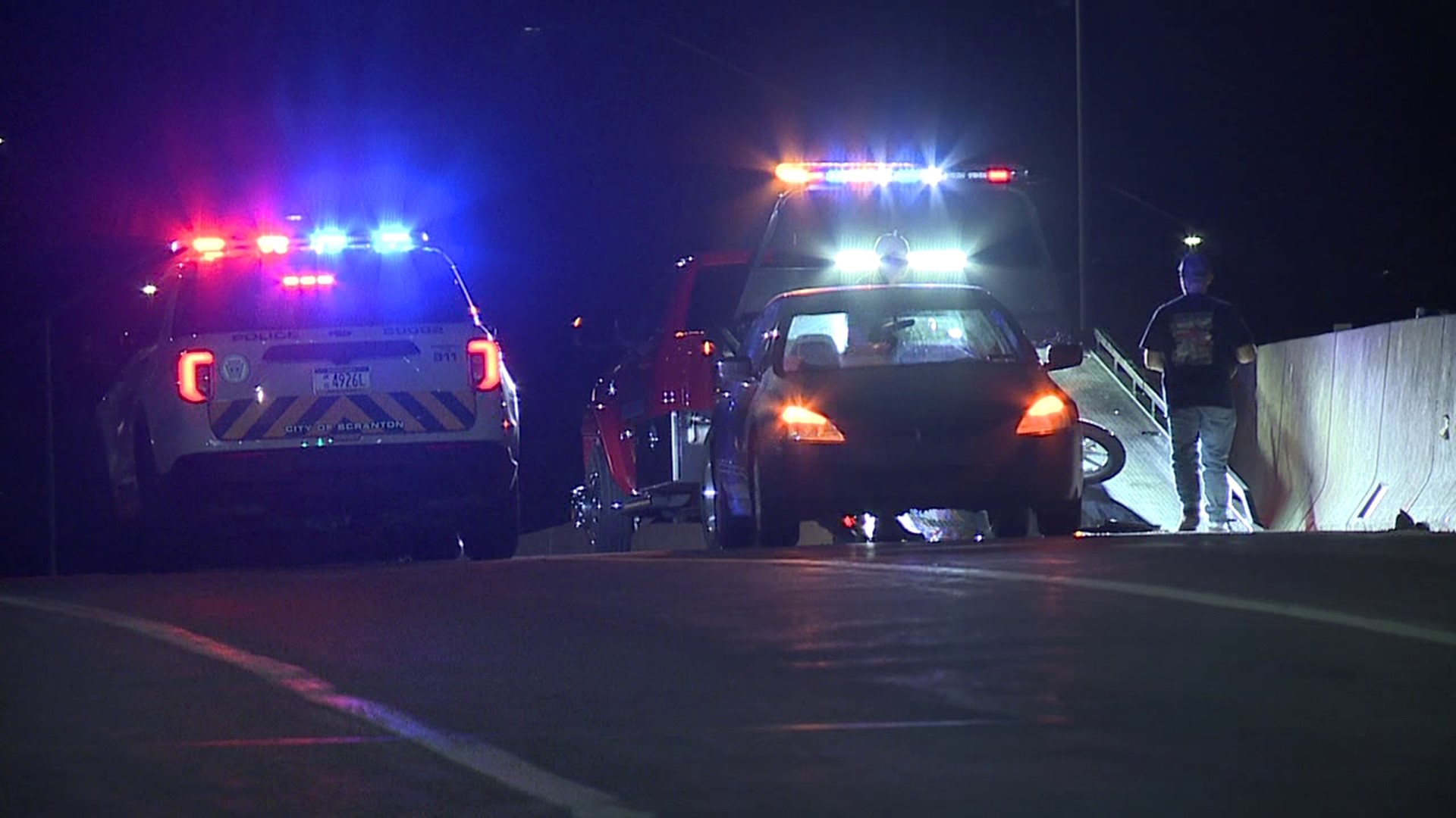 A man from Scranton is in the hospital after a crash Thursday night at the intersection of the North Scranton Expressway and Mulberry Street in the city.