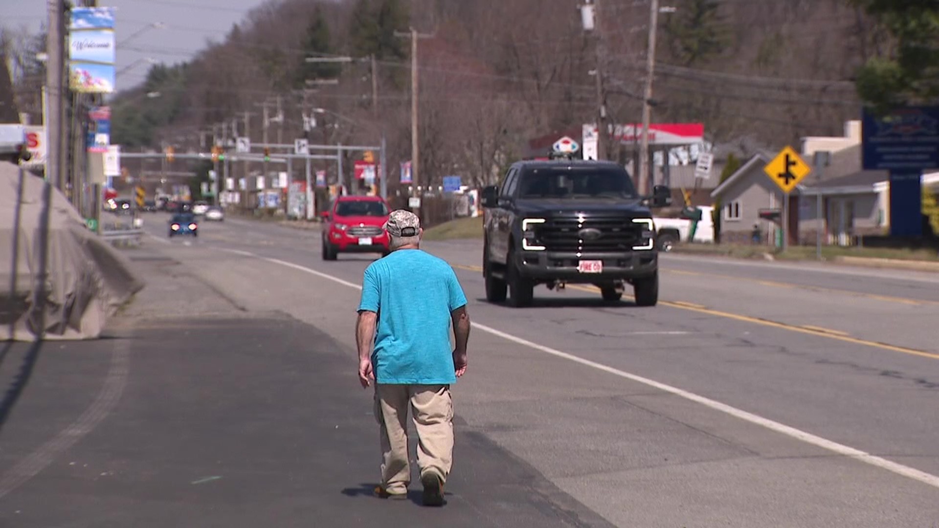 Phase one of the project is to add sidewalks to a mile-long stretch of Route 611. Phase two includes adding a roundabout where Fish Hill Road and Learn Road meet.