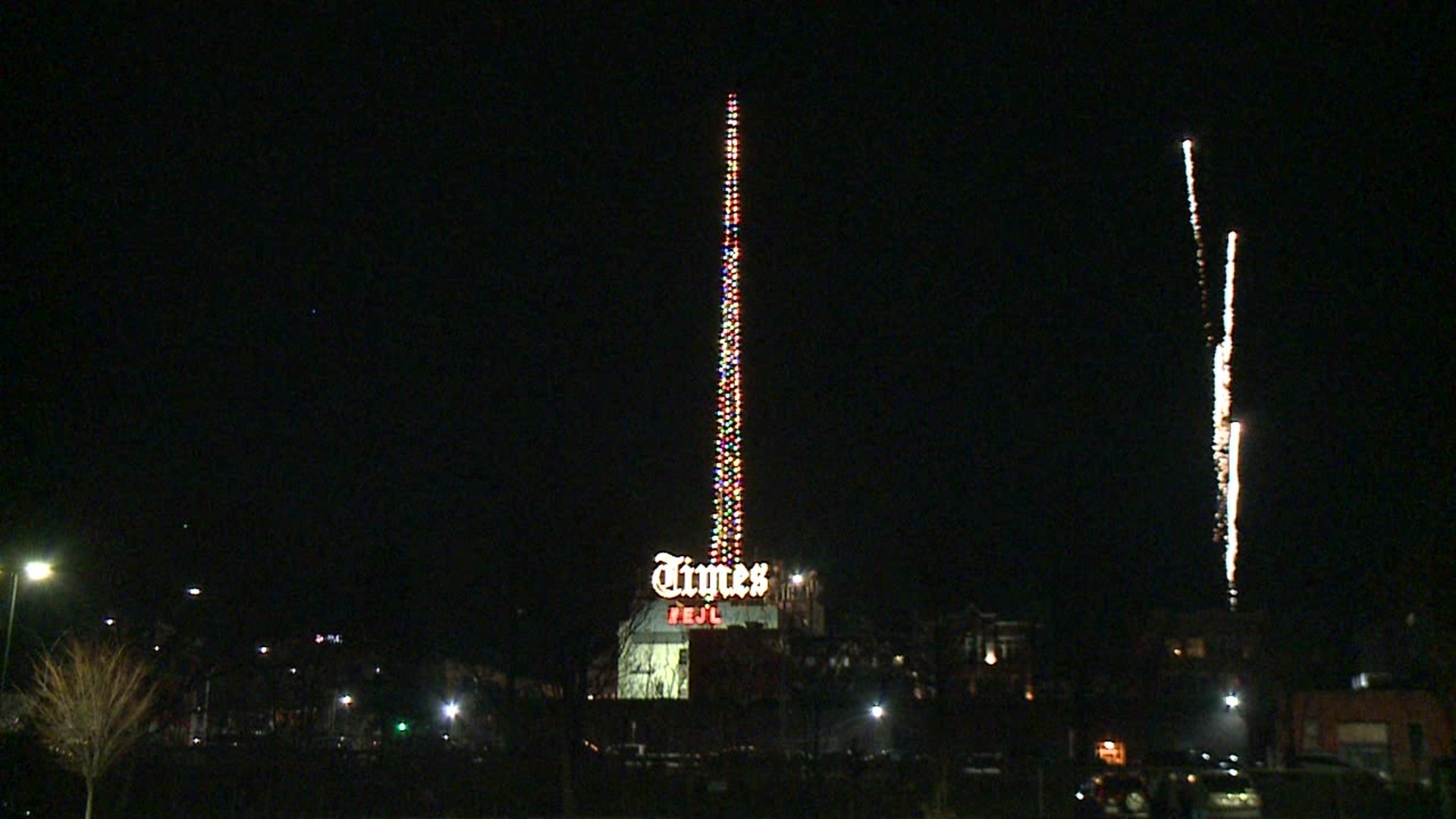 The holiday season kicked off with a bang as fireworks accompanied the annual lighting of the Times-Shamrock Radio Tower.
