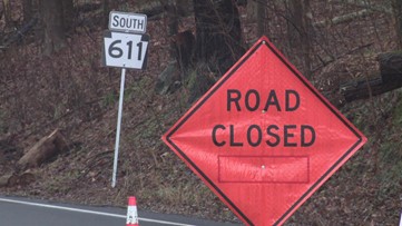 'Here we go again' — Stretch of Route 611 closed after a rockslide in Monroe County