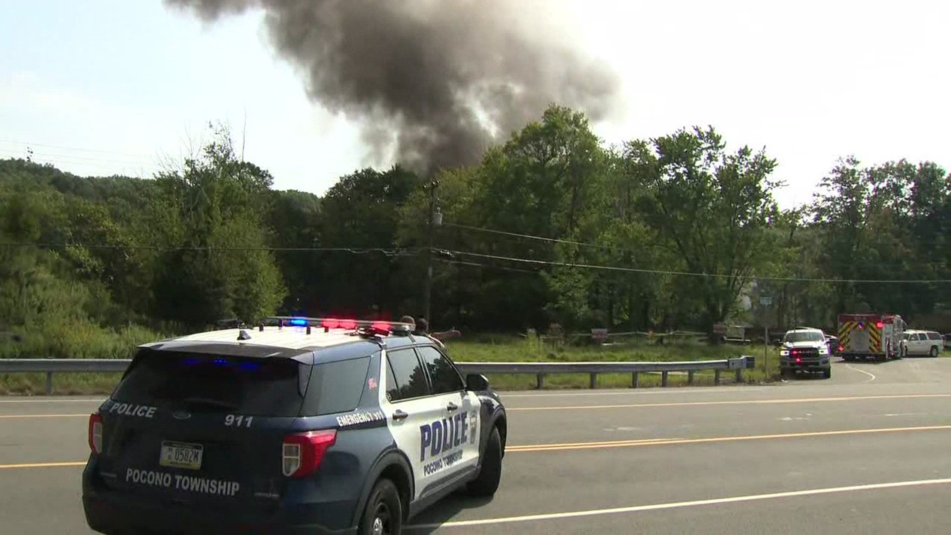 The fire started at the business in Pocono Township before 11 a.m.