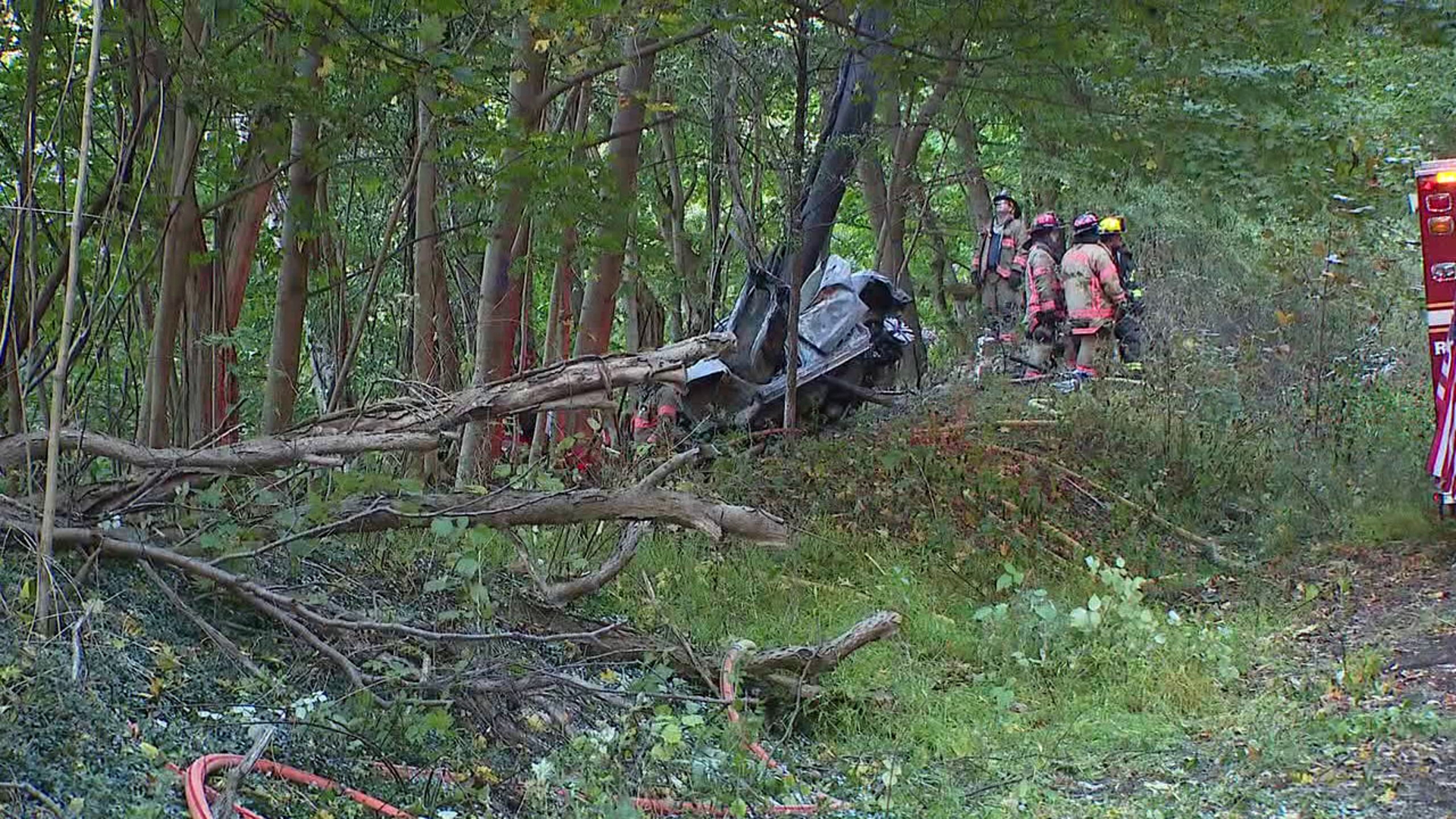 Crews responded to the Montgomery Pike Scenic Overlook Wednesday afternoon after a car crashed through a fence and went down the mountain.