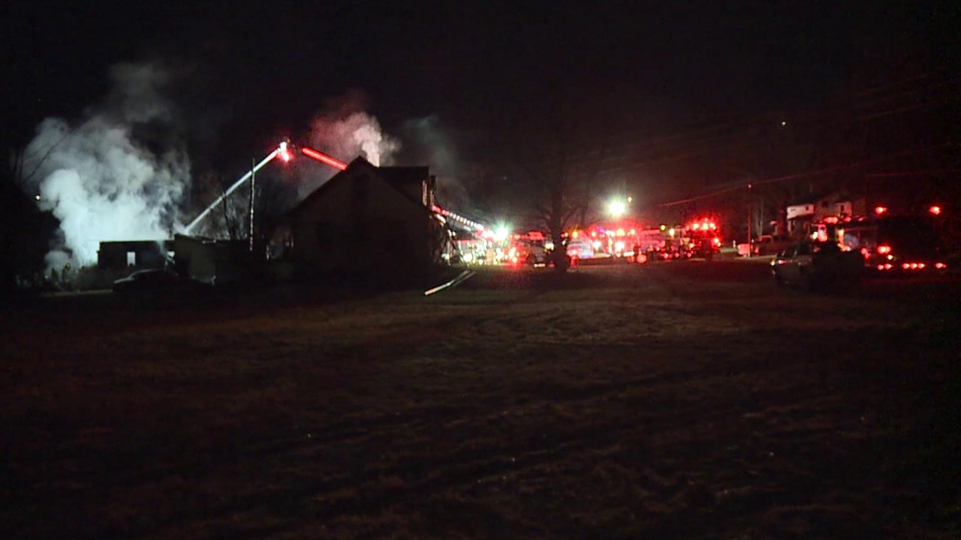 Flames broke out along Route 3001 in Dimock Township Saturday afternoon.