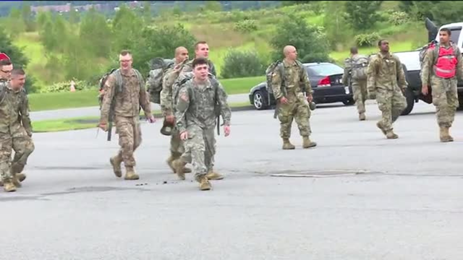 Army Reserve Members March Food Donations to St. Francis in Scranton