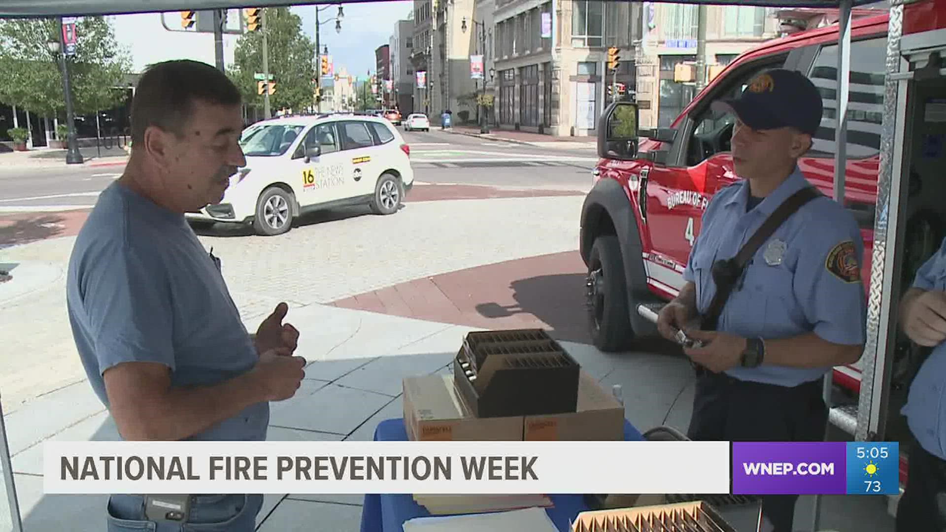 Wilkes-barre firefighters handed out batteries to folks to use in their smoke detectors at home Thursday.