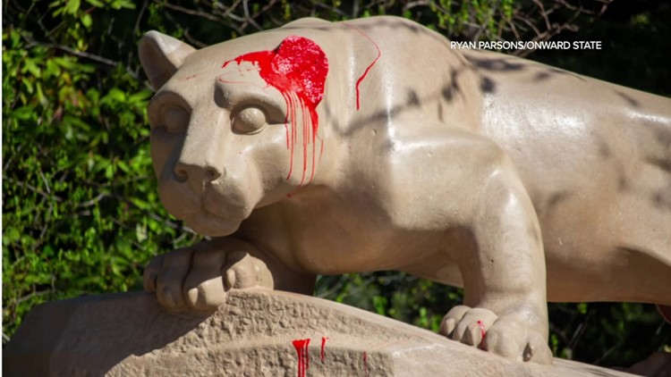 Vandals deface Penn State University campus, Nittany Lion Shrine