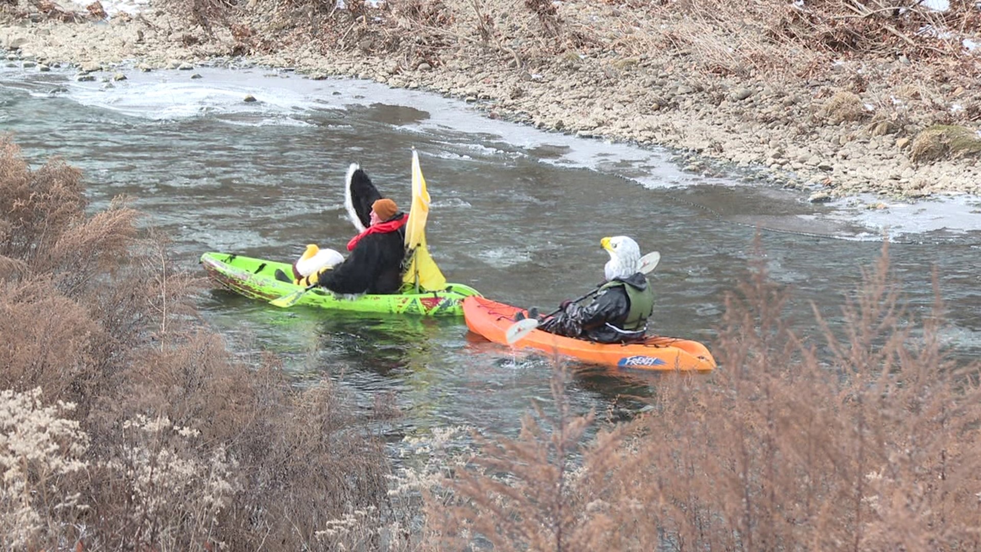 People took to the Lackawanna River in canoes and kayaks Saturday afternoon for an annual fundraiser that happens no matter the forecast.