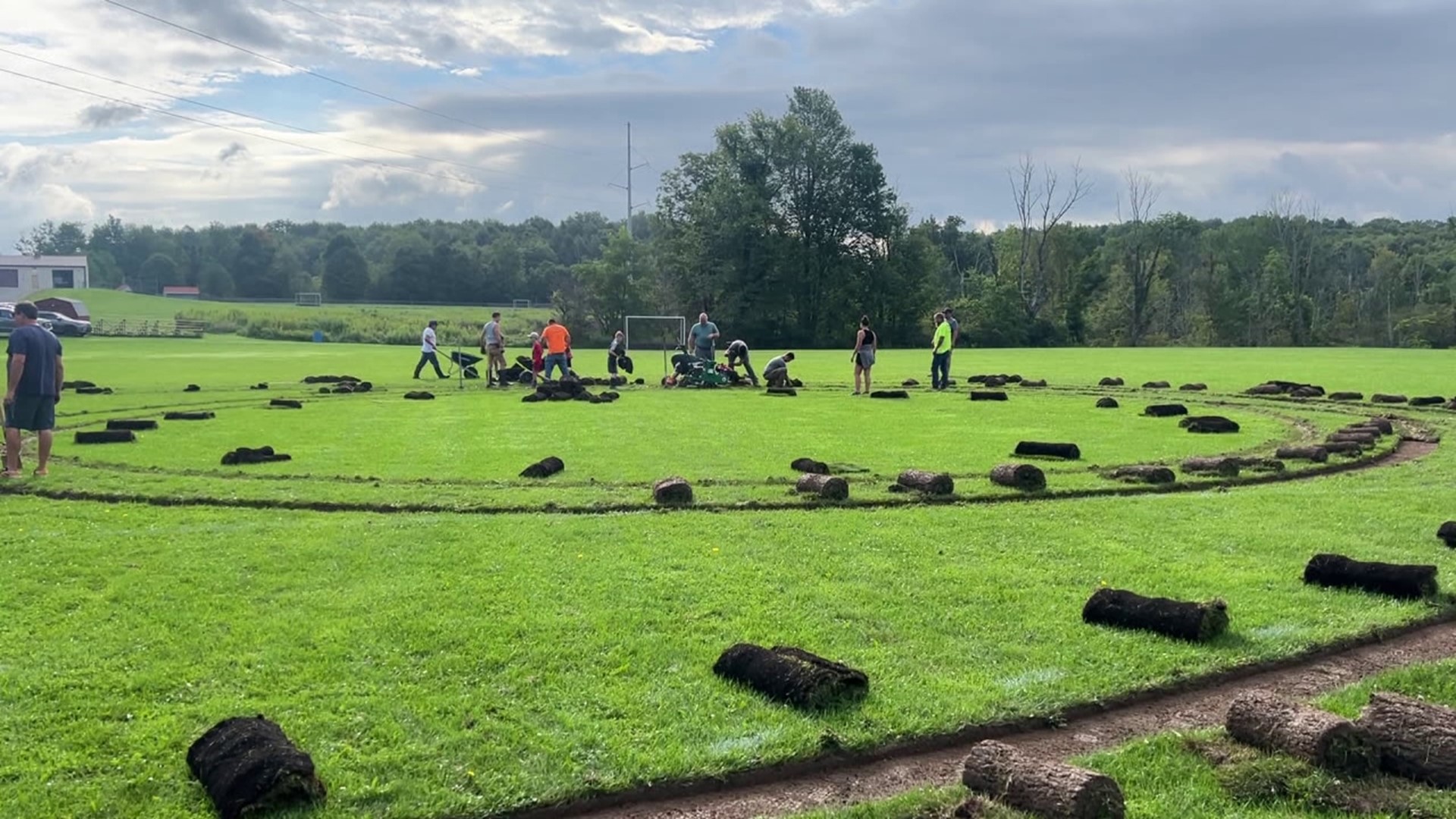 While the search is still on for whoever vandalized some playing fields at Lackawanna Trail, there was no shortage of help to repair the damage.